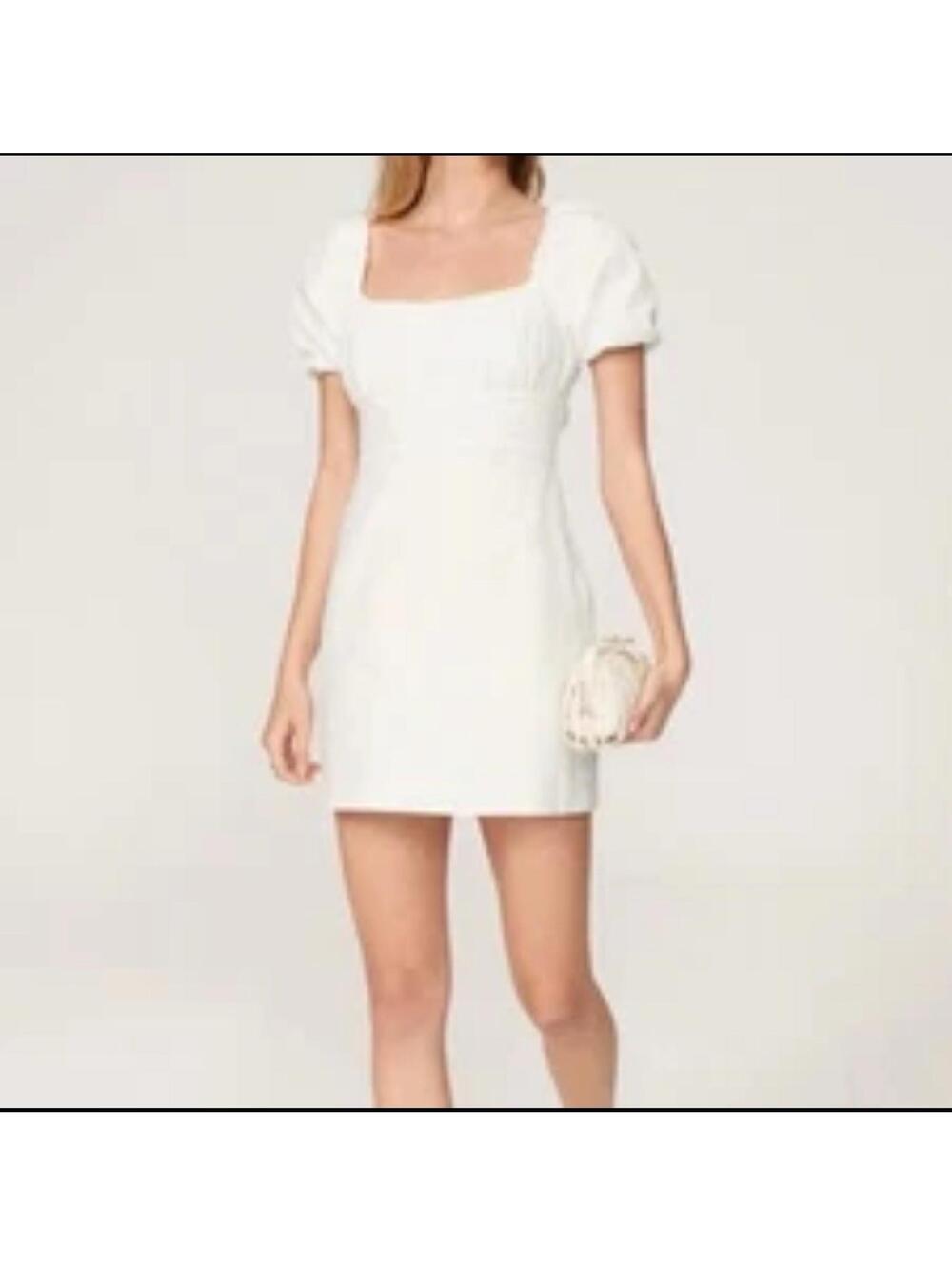 Louna Women’s Tie Back Puff Sleeve Cotton Mini Dress Large White Bachelorette
